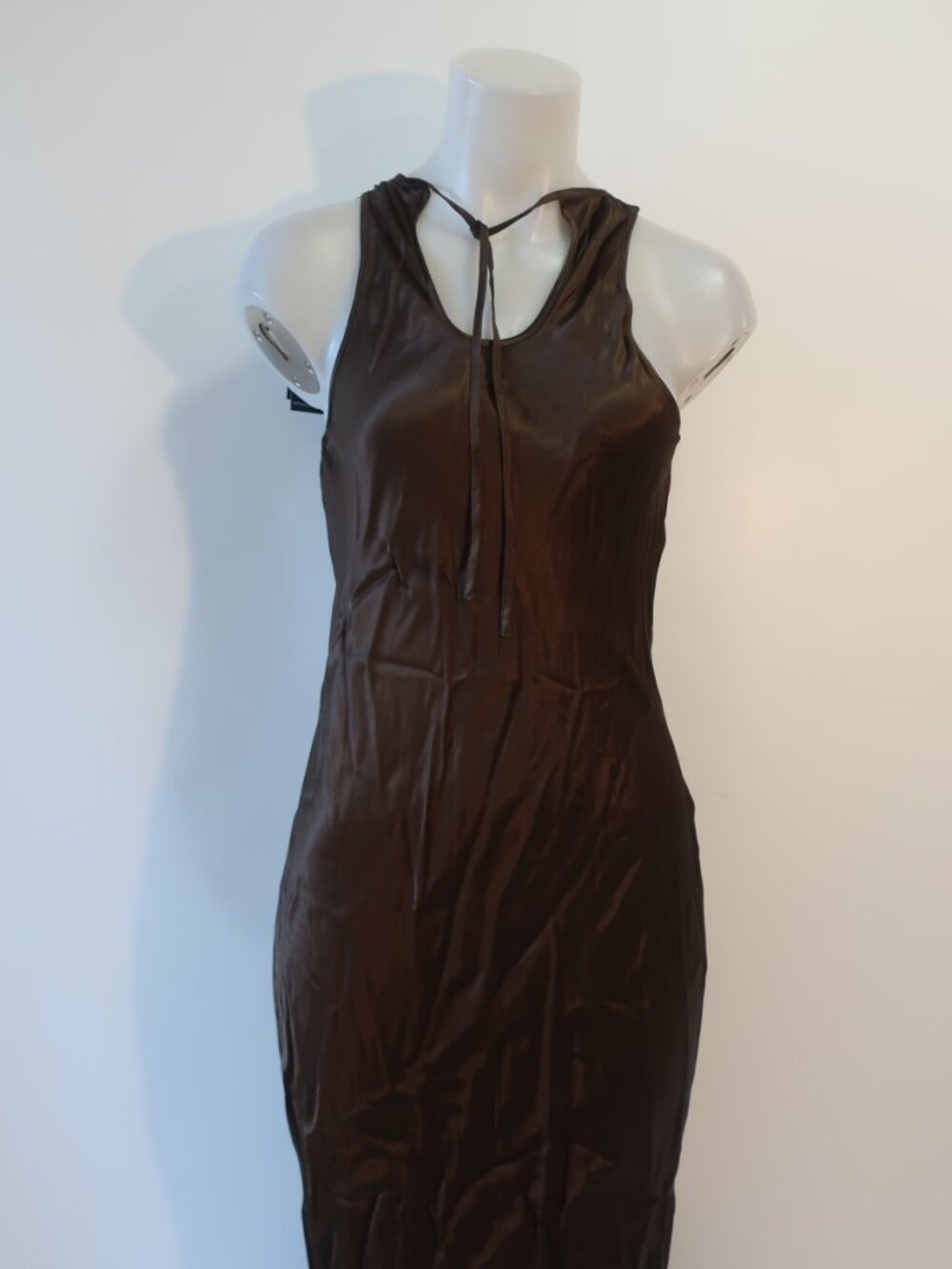 NWT Womens Rails Solene Moss Brown (Item- 67) Sleeveless Satin Midi Dress S - Picture 12 of 15